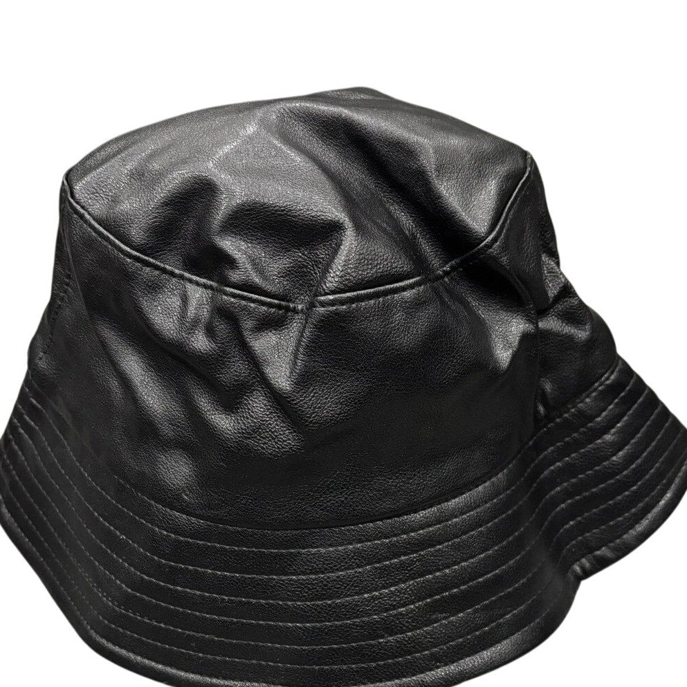 Open Edit Faux Leather Bucket Hat – Black – OSFM – NWT