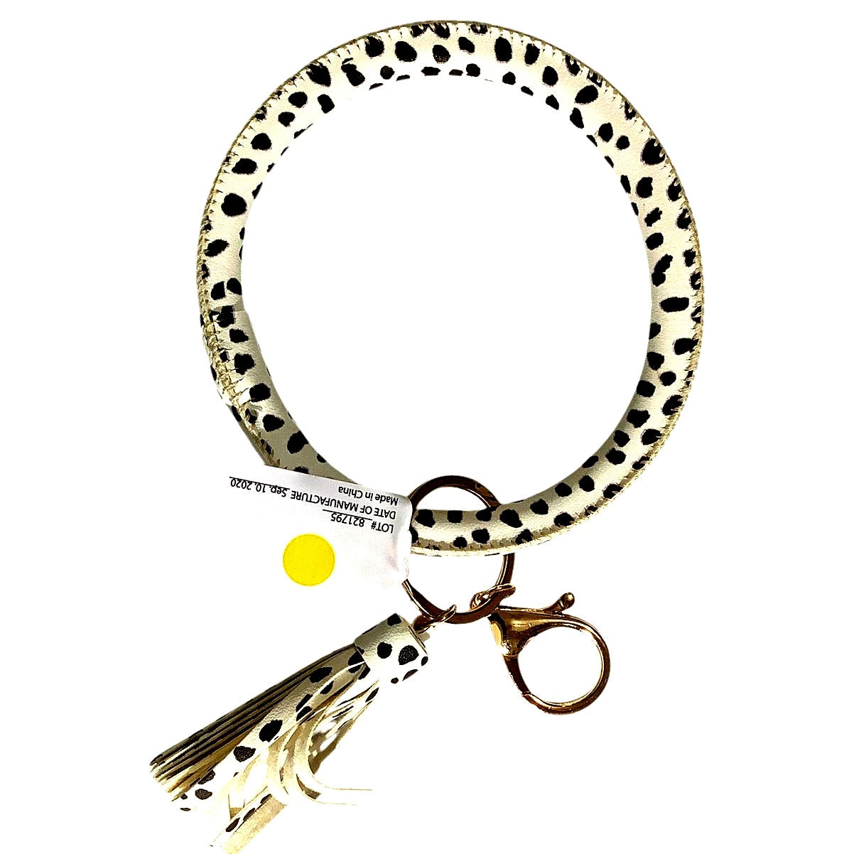 Wristlet Keychain, Black and White Leopard Tassel Bracelet Key Chain, One Size