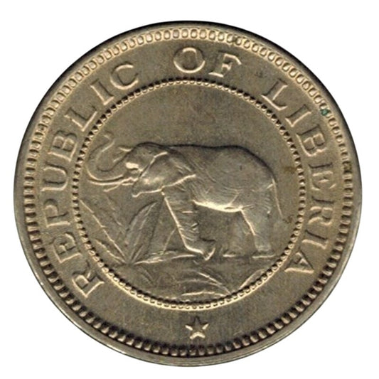 Liberia ½ Cent 1941, Elephant and Reverse: Psalm Tree and Stars