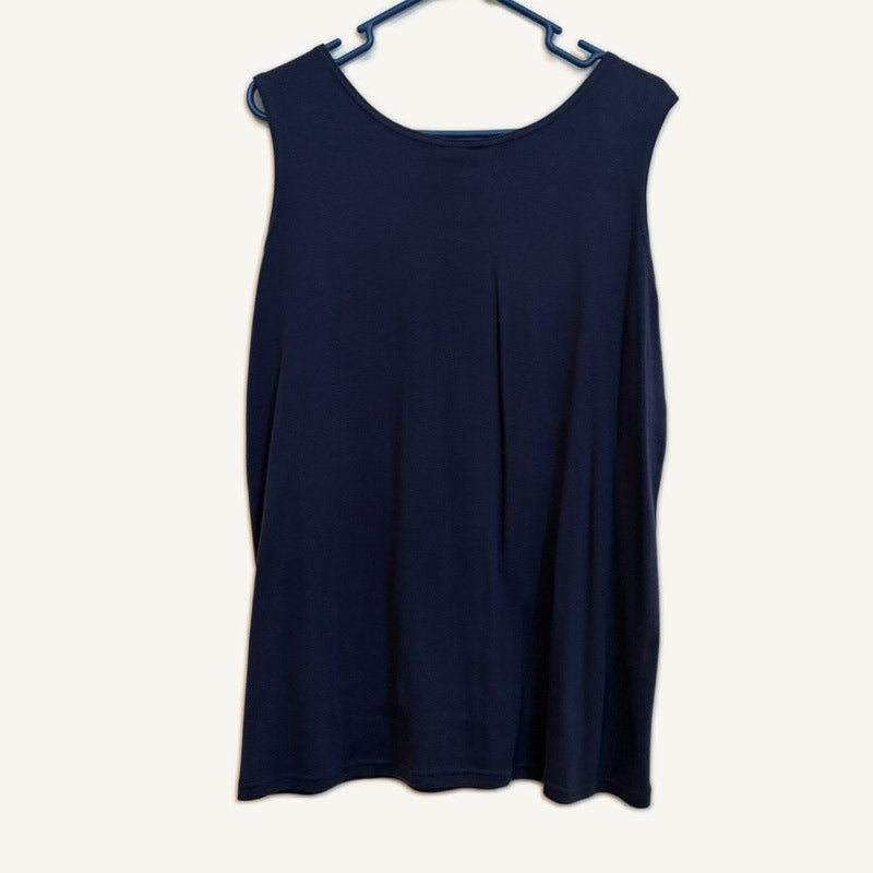 Vintage Roaman's Women's M 3PC Navy Tank, Button-Up & Striped Pants Set