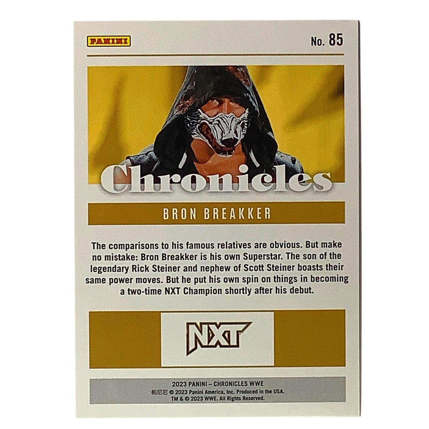 Bron Breakker, WWE Card 85, 2023 Panini -Chronicles WWE Collector's Card NM+