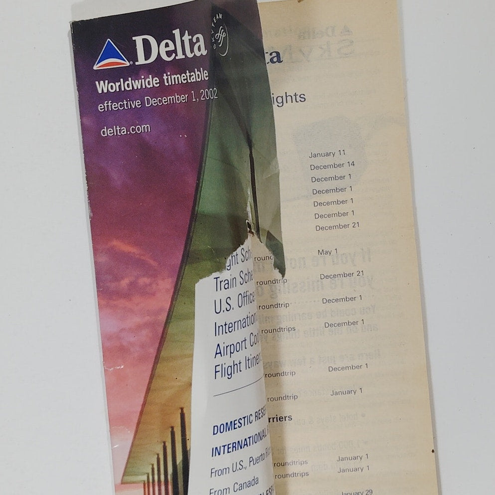 Delta Air Lines Timetable – Dec 1, 2002 – JFK Center Cover – 168 Pages