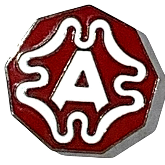 9th Ninth Army WWII AFRICOM Simpson Lapel / Hat Pin 7/8"D, Red w/ White Text
