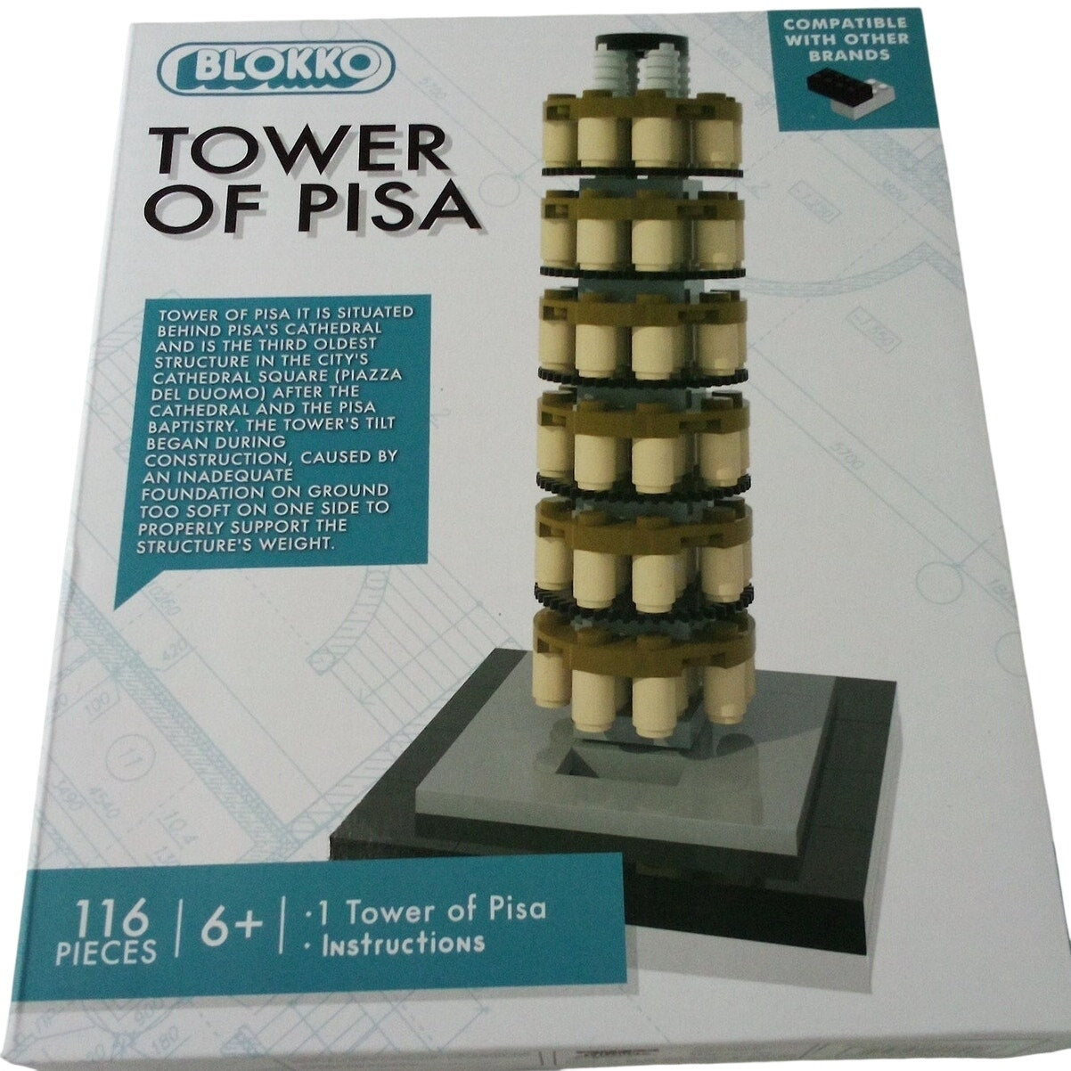 Blokko Tower of Pisa 3D Block Building Puzzle – 116 Pieces – Ages 6+