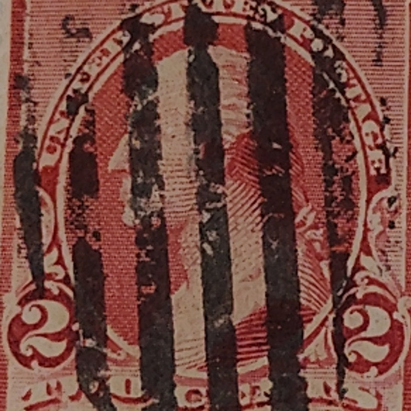 1880s–1890s U.S. Postage Stamp – 2¢ George Washington – Red/Brown – Grid Cancel