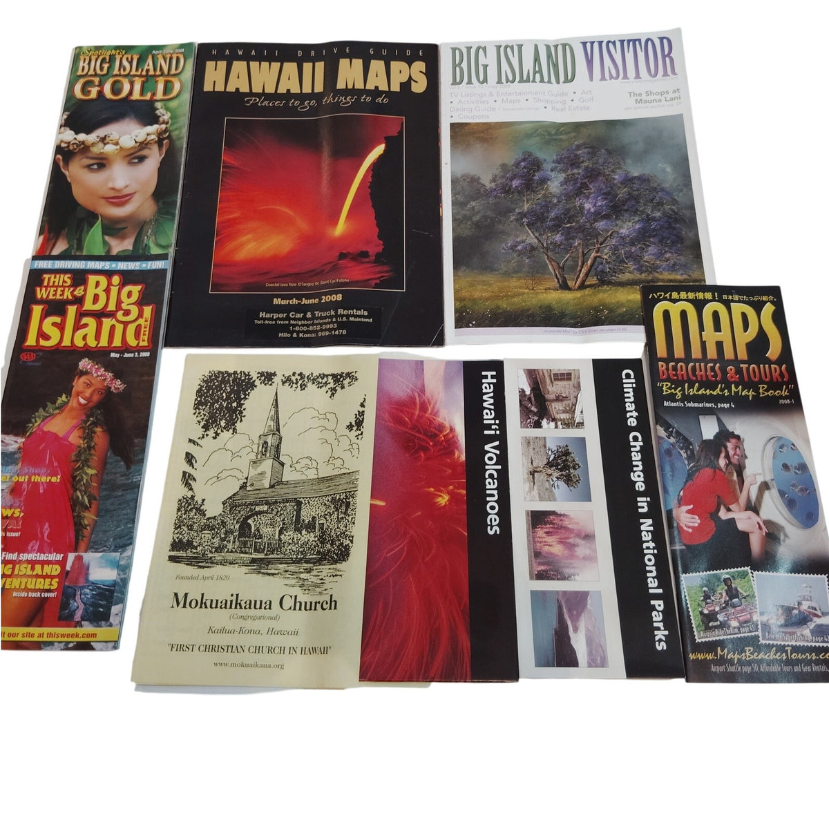 Big Island Hawaii Vintage Travel Ephemera Lot - Guides, Maps & Souvenirs c. 2008