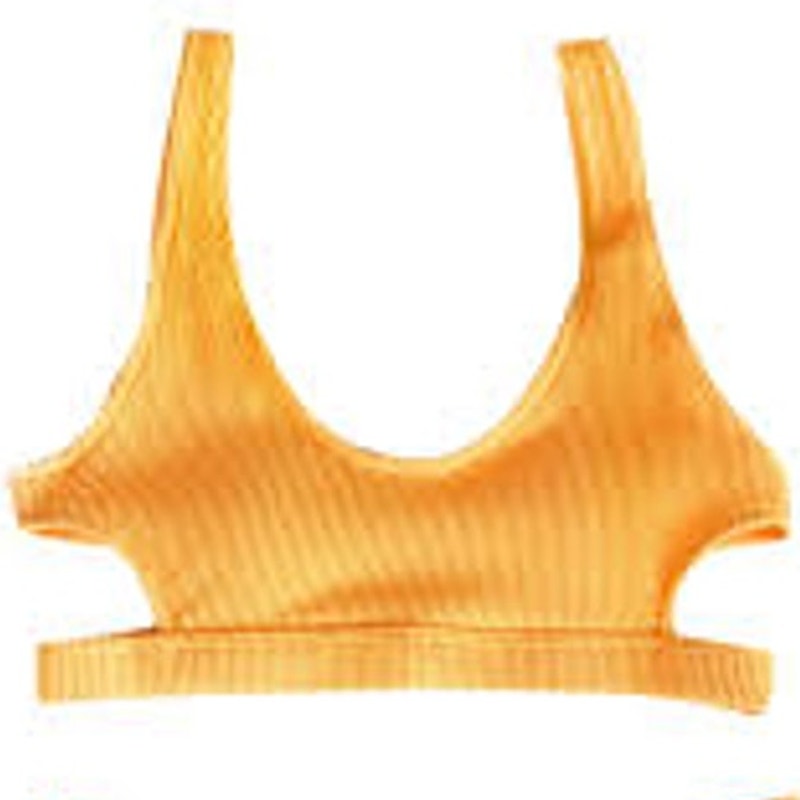 Cupshe Ribbed Scoop Neck Bikini Top Bright Orange Cutout Swim Women’s Medium