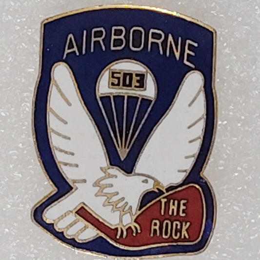 503rd Airborne Infantry "The Rock" Novelty Hat/Lapel/Brooch Pin, Enamel Metal