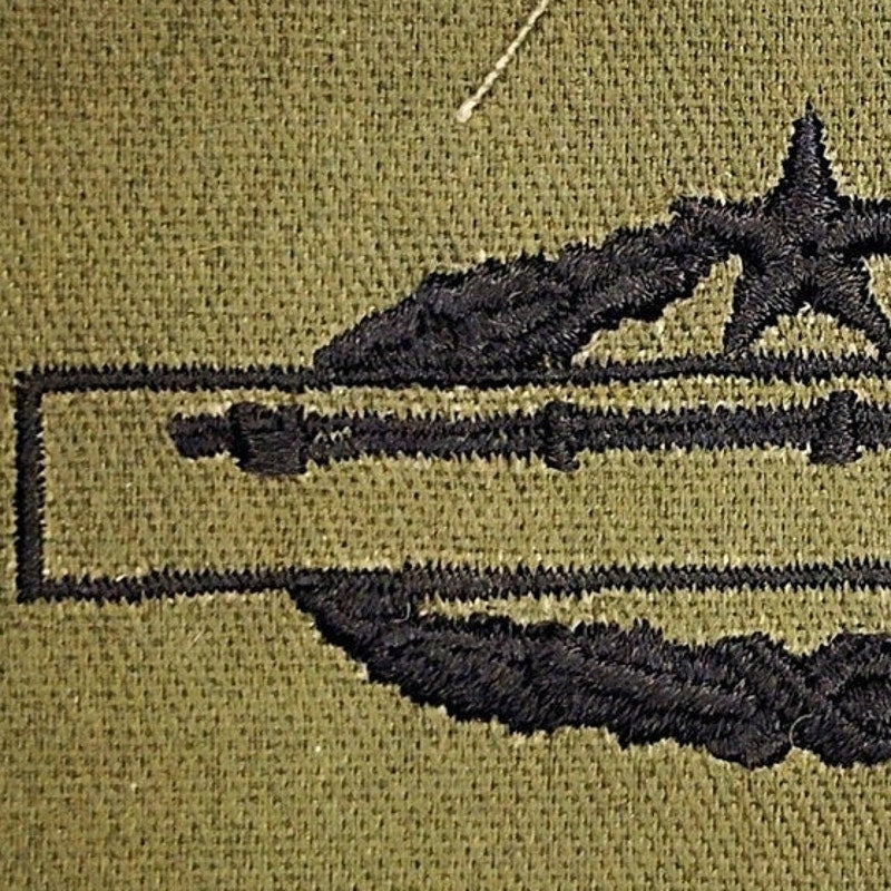 Vintage US Army Combat Infantry Badge Second Award Subdued Black on ODG Patch