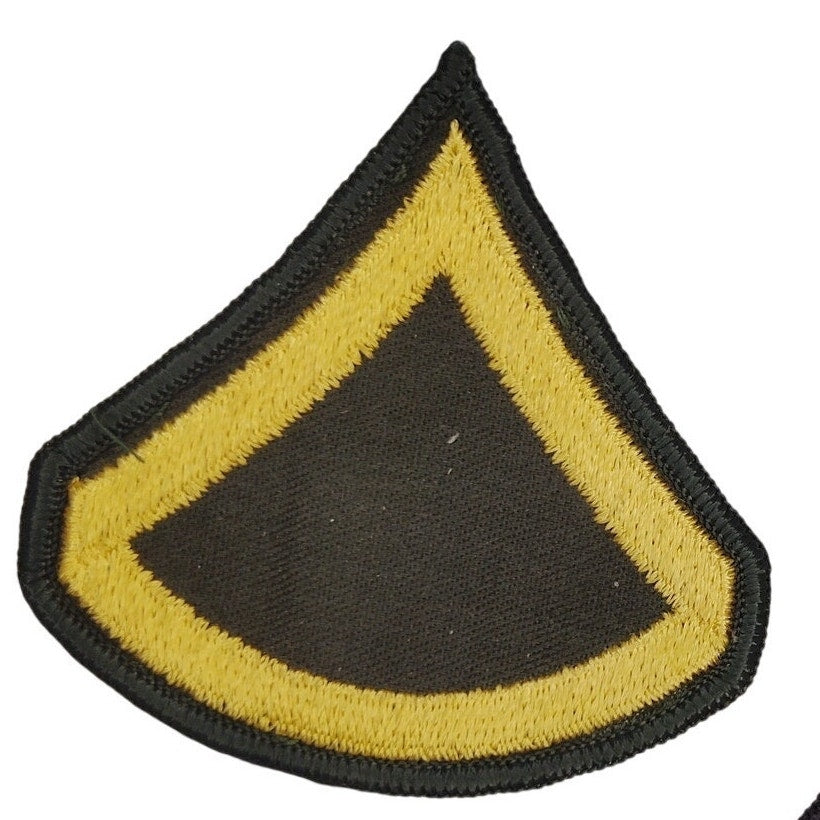 US Army PFC E‑3 Dress Chevrons Male 3‑1/8" × 3" w/ Hook Back