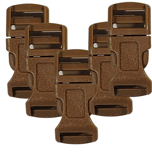 5-Pk Coyote Adjustable Buckles - Quick Release - 1.5" x 0.75"  Tactical Hardware