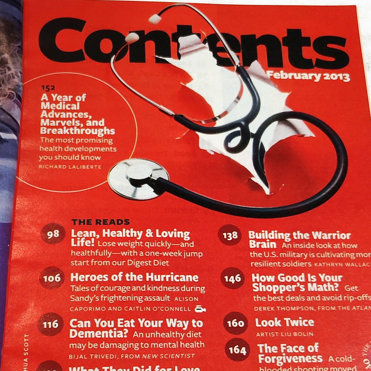Reader's Digest Magazine February 2013 Healthy New Year & Hurricane Sandy