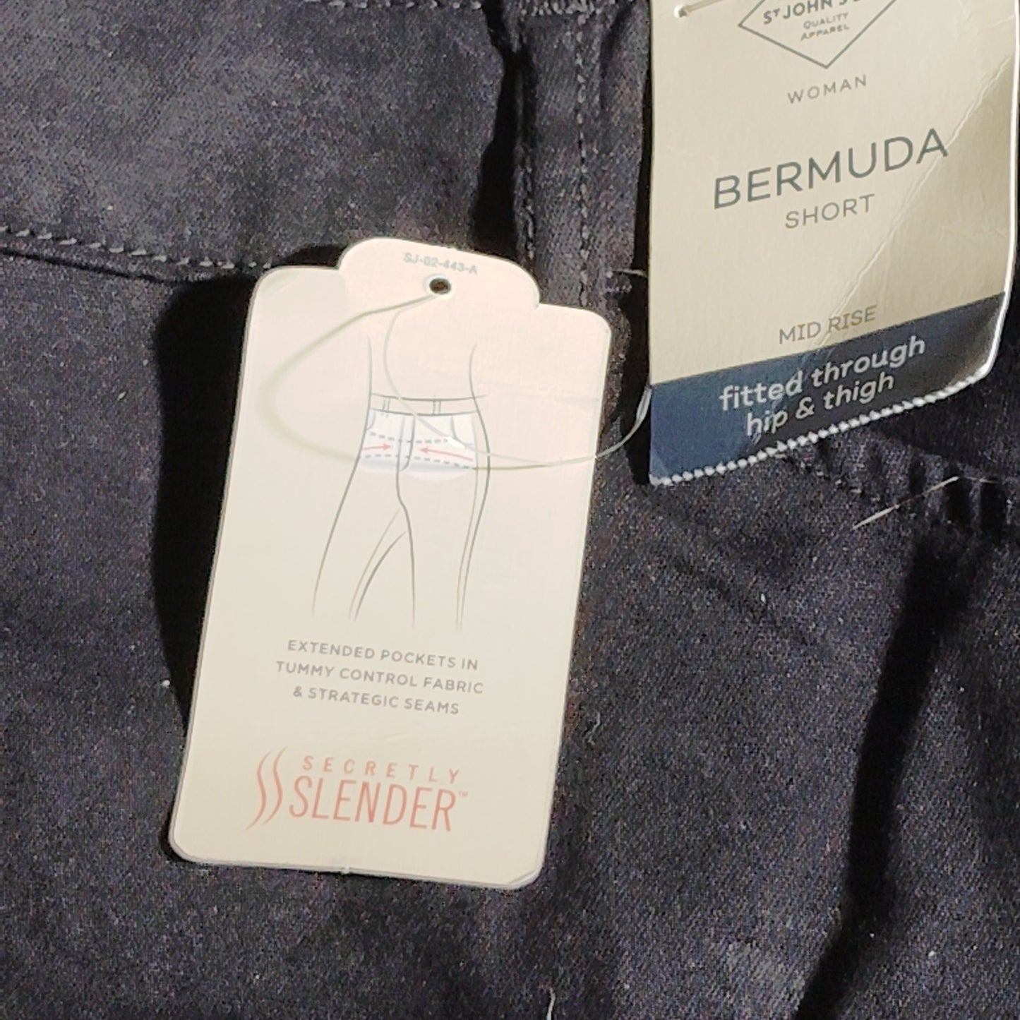 St Johns Bay Womens Bermuda Shorts Black Stretch Casual Summer Shorts 26W