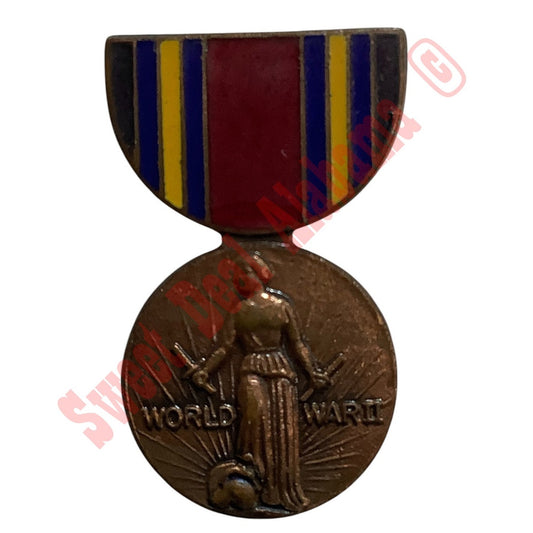World War II Victory Medal, Mini, Hat/Lapel Pin 1-1/8"H x 11/16"W
