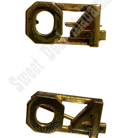 WWI Era Numeric "04", Brass Military C-Clasp Hat / Lapel / Collar Pins Set 3/8"H