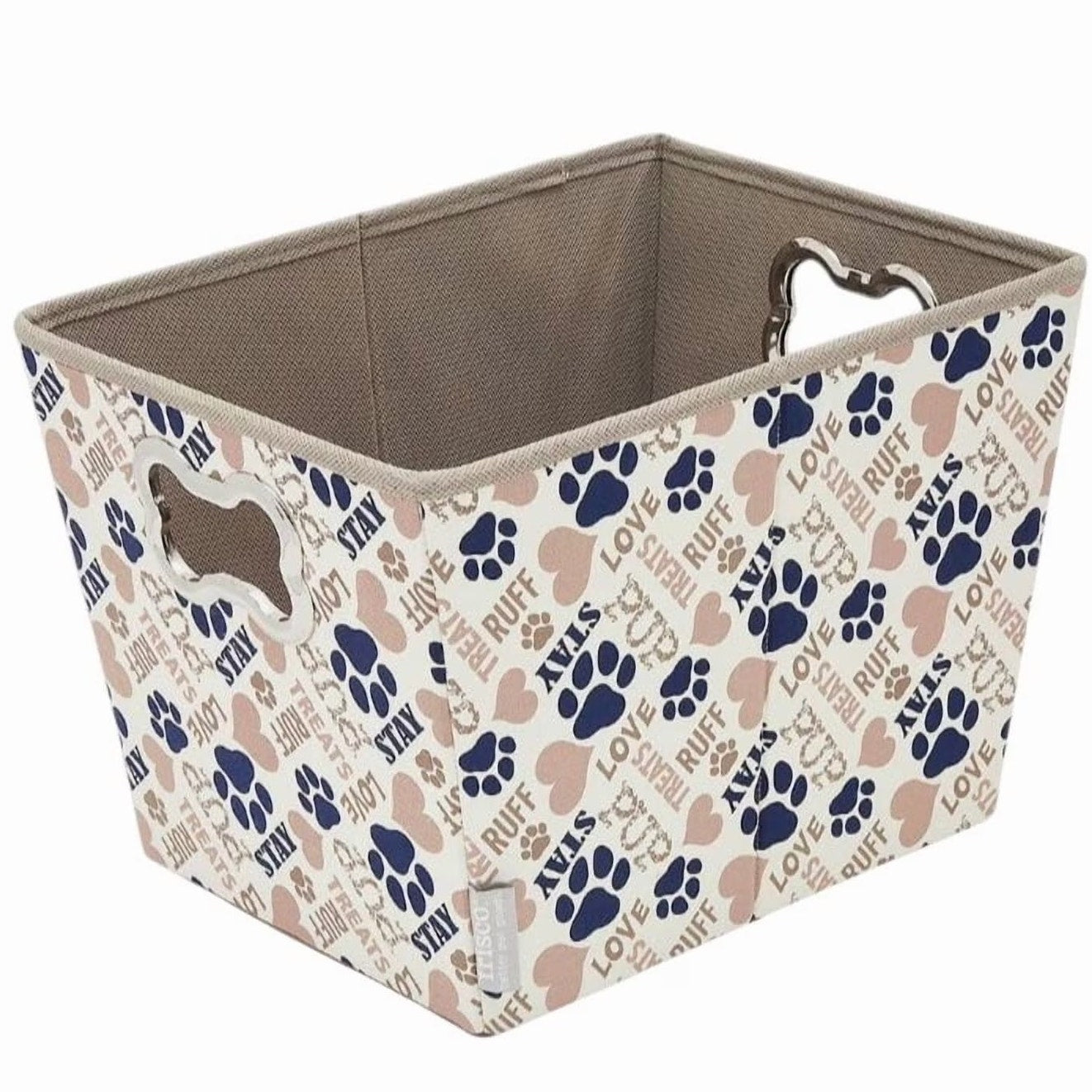 Frisco Rectangle Collapsible Pet Toy Storage Bin Novelty Paws 14.25 × 10.5 × 10