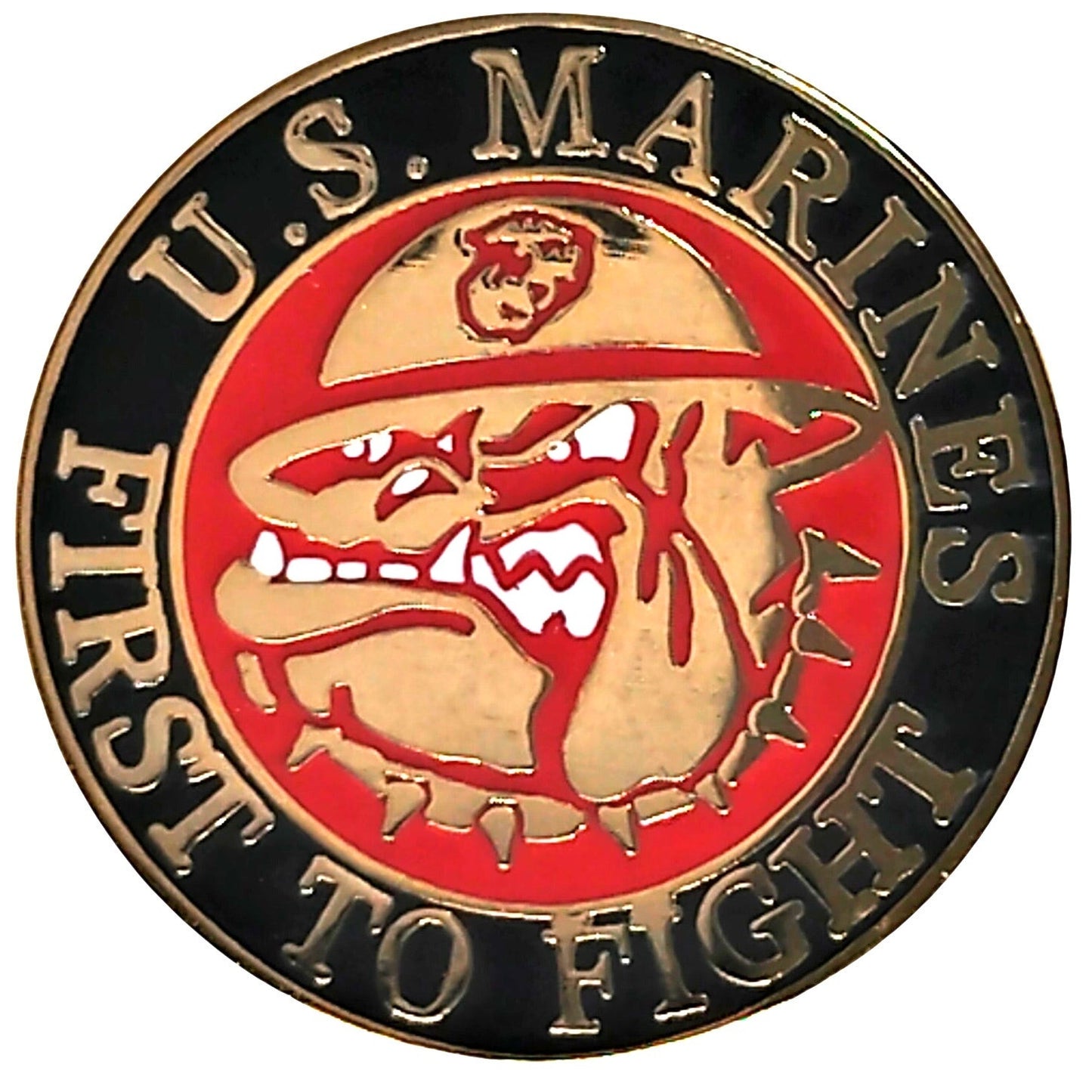 USMC Bulldog First to Fight Novelty Biker Jacket Hat Lapel Pin 1"