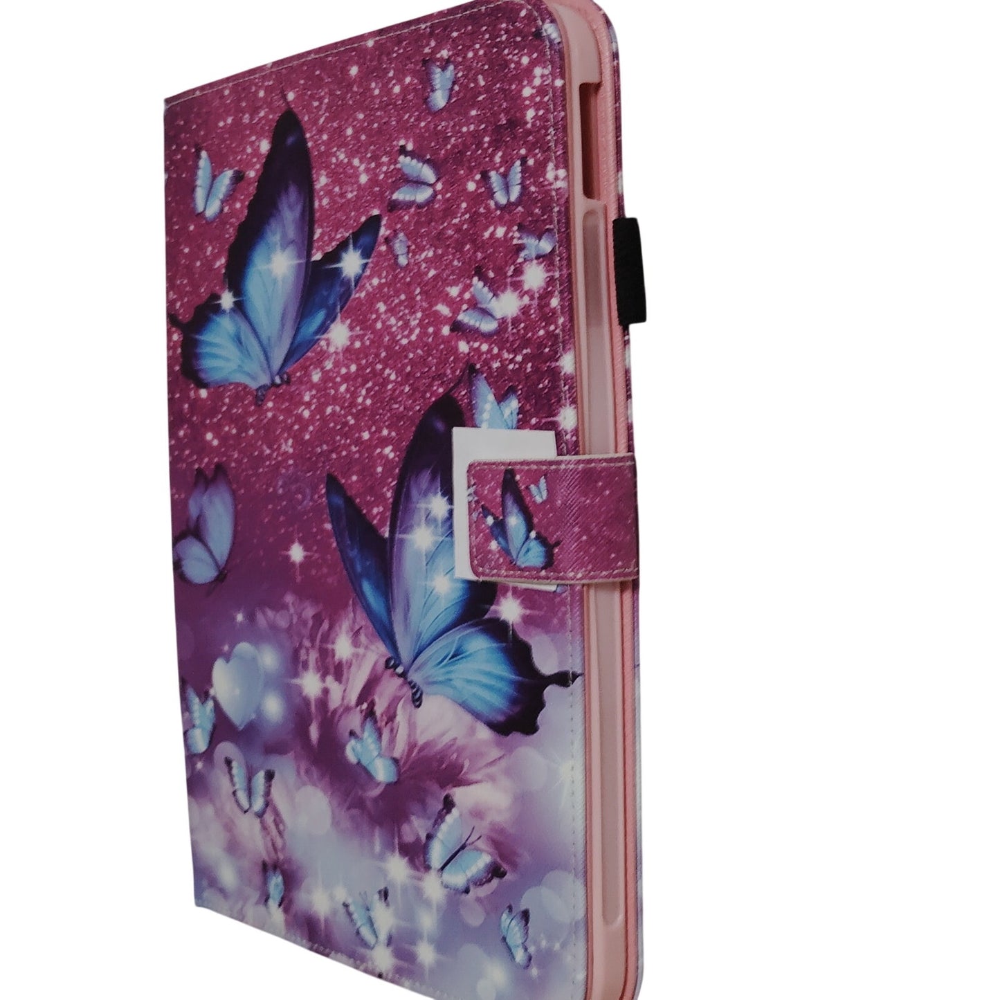 Butterfly iPad 10th Gen Case, Pink Blue & Purple w/ Pen Holder, Magnetic Closure