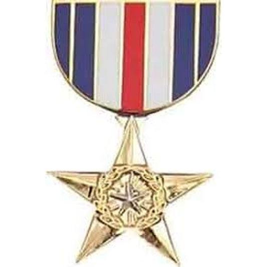 Miniature U.S. Silver Star Medal Mini Hat, Lapel Pin, 1‑1/8" × 3/4", Clutchback