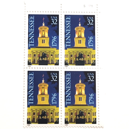 Plate Block of 4 – 1996 USA 32¢ Tennessee Statehood MNH Scott 3067 – Capitol