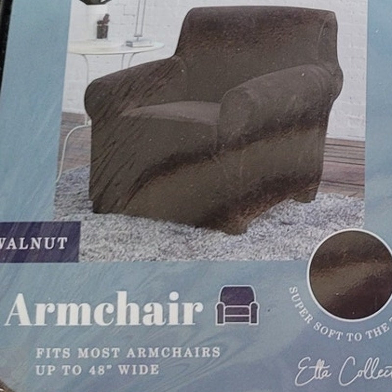 Sofa Saver Armchair Velvet Plush Slipcover, Walnut, 1 PC (Fits Chair Up to 48"W)