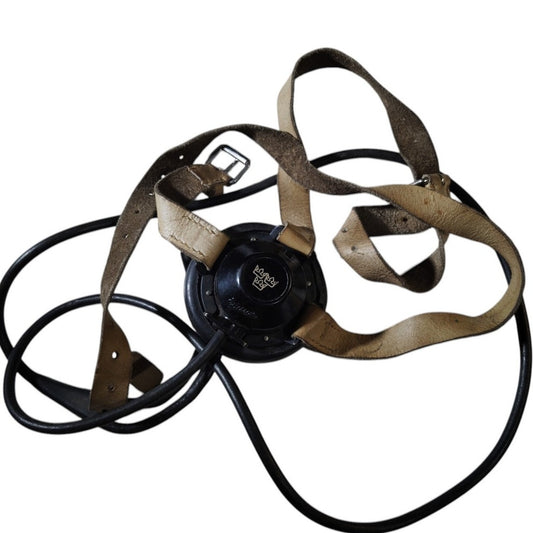 WWII Bakelite Radio Plug-In Headset, Rubber Sleeve Cushion, Original Straps