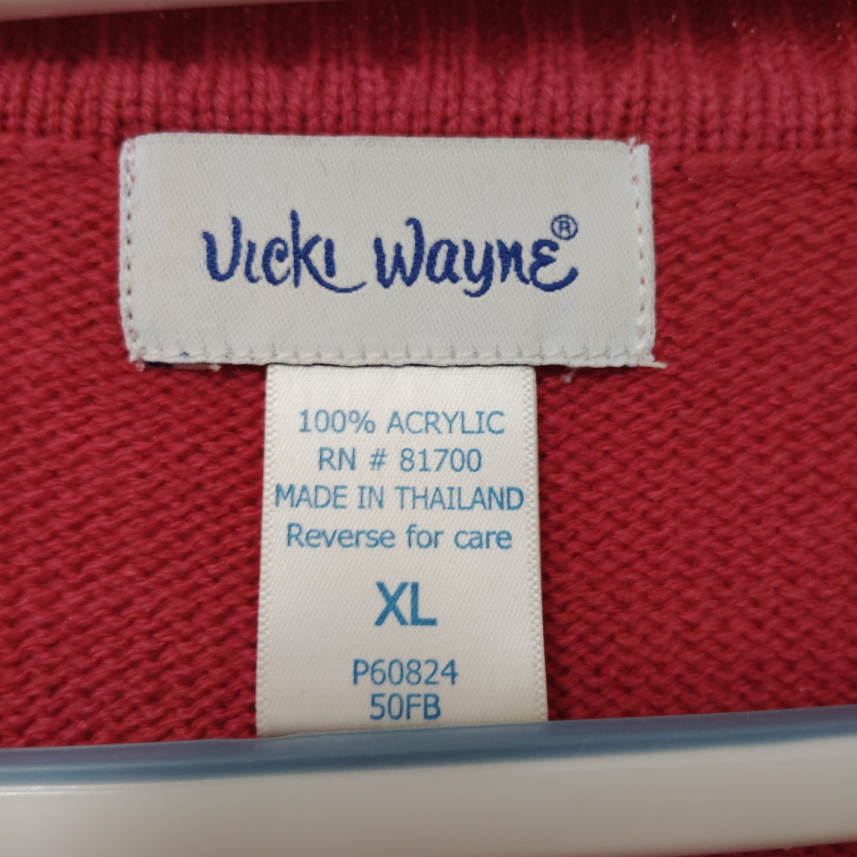 Vicki Wayne Pink XL Acrylic Short Sleeve Sweater - Diamond Knit Pattern