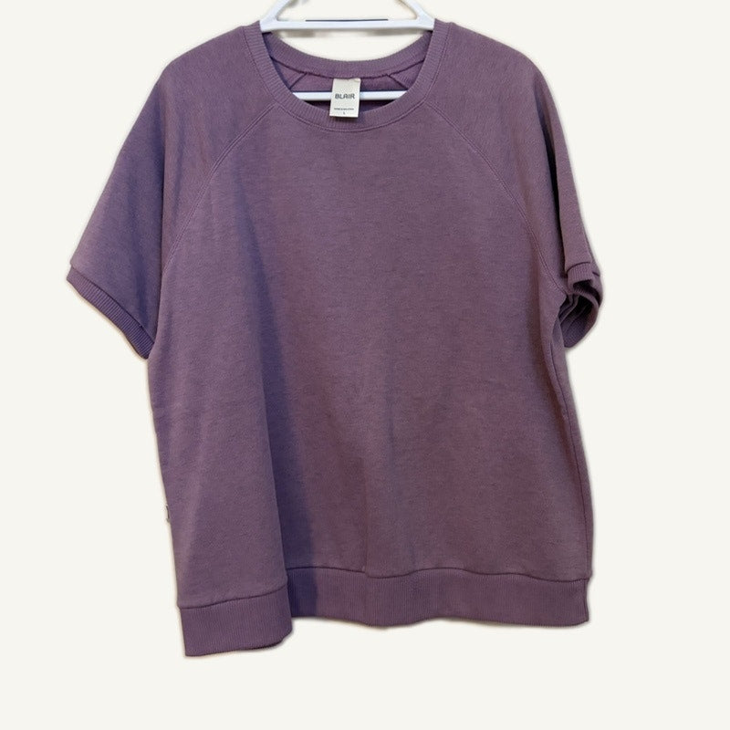 Blair Women's Purple Short Sleeve Sweatshirt & Sweatpants Lounge Set L