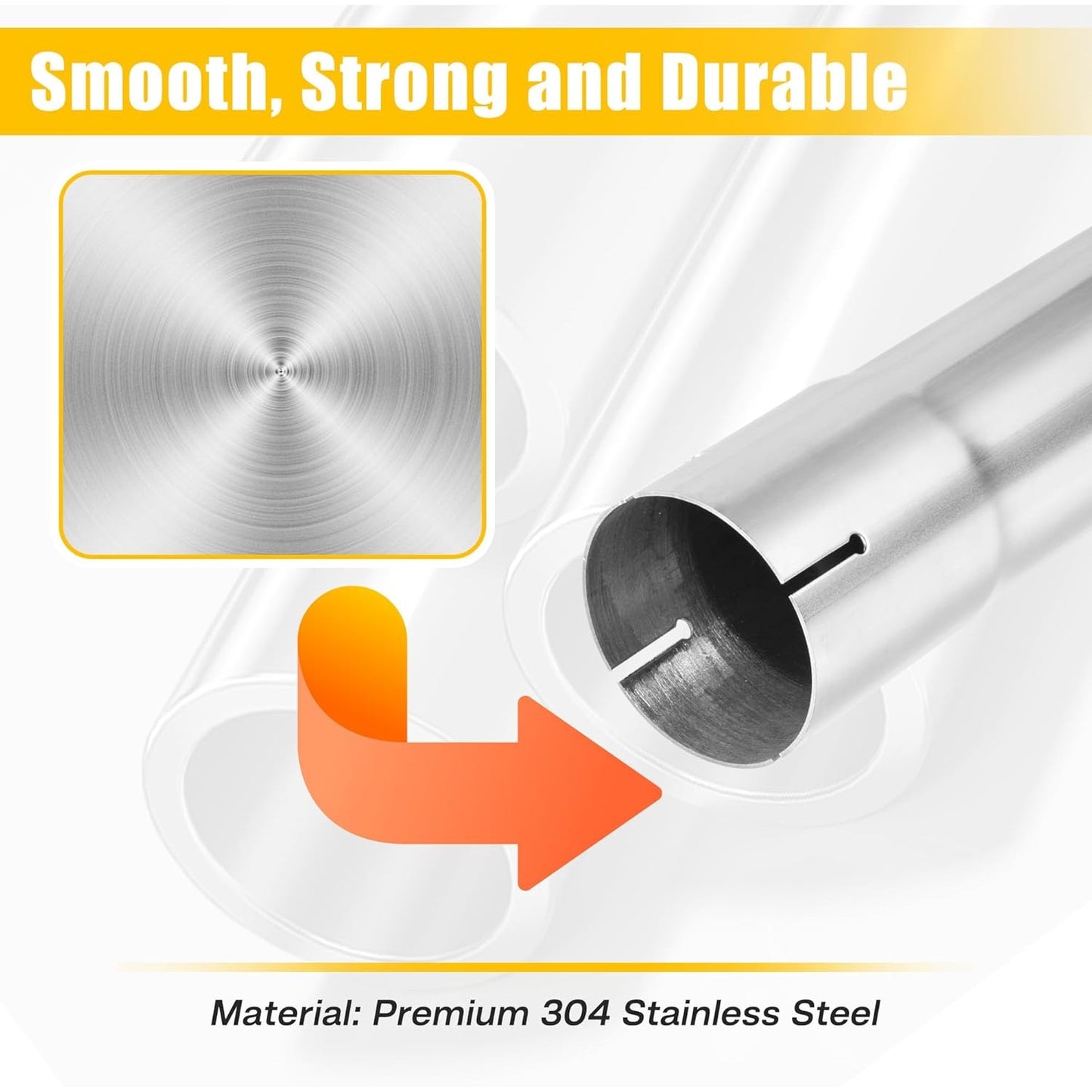 3" Straight Mandrel Exhaust Pipe, 304 Stainless, 22.8"L, 2 Pk, Universal Fit