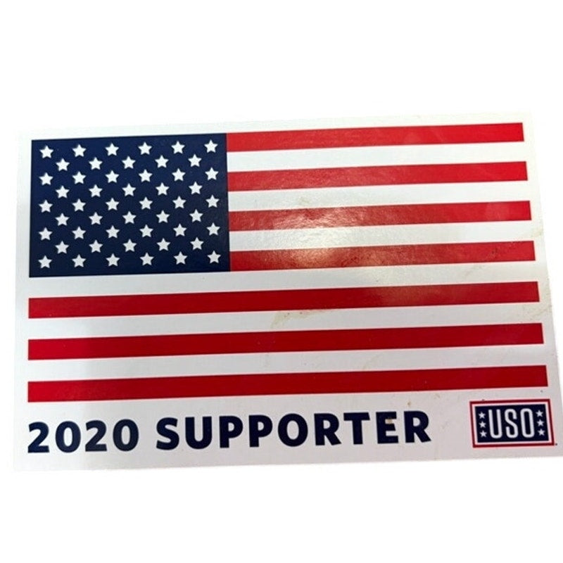 USO Patriotic Fridge Magnet 2020 Supporter American Flag Vinyl 5x3.25