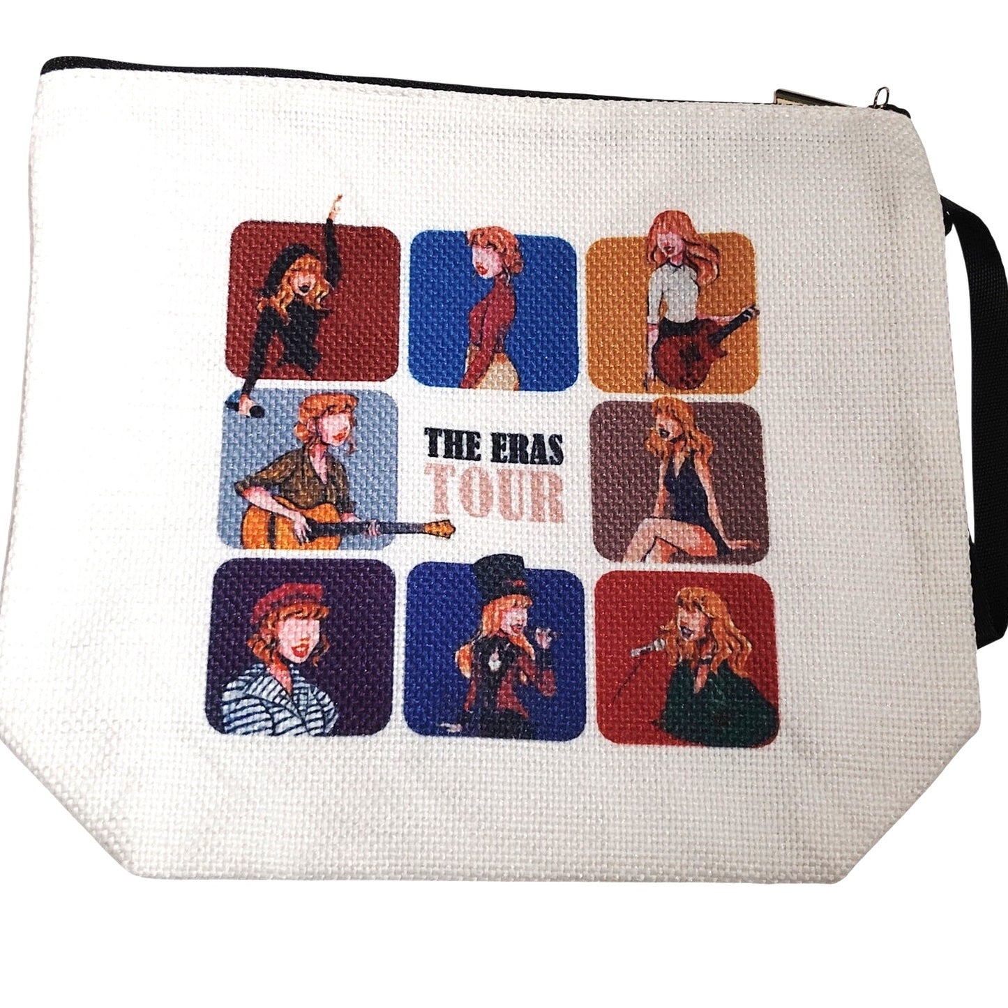 Canvas Eras Tour Style Travel Make‑Up or Pencil Bag 8.5"×6"×2.5" Zipper Pouch