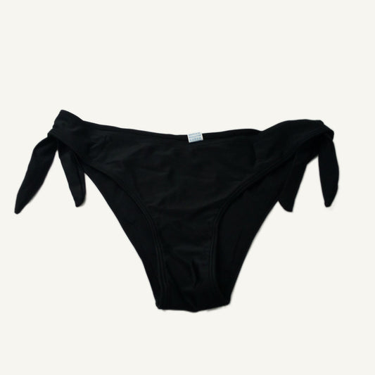 Women's Black Side-Tie Bikini Bottoms High-Cut Cheeky Swimwear Size L