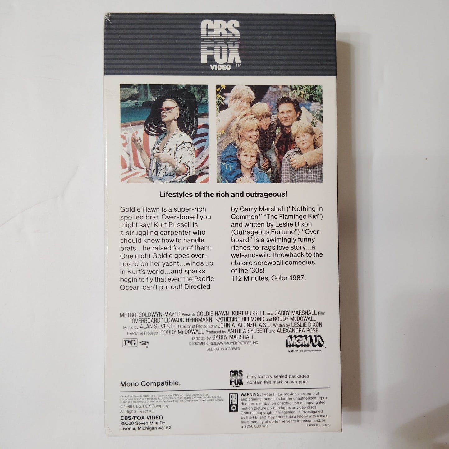 Overboard VHS 1987 Goldie Hawn Kurt Russell Comedy