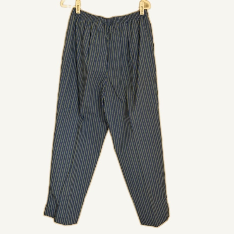 Blair Women's 2-Piece Yellow Top & Blue Striped Pants Set Size L