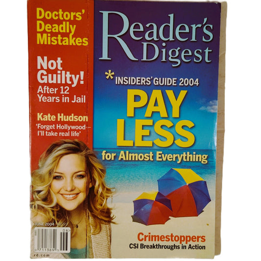 Reader's Digest Magazine June 2004 Kate Hudson Cover Back Issue Vintage