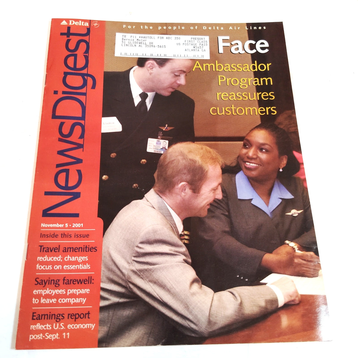 Delta News Digest - November 5, 2001 - Vintage Airline Industry Publication