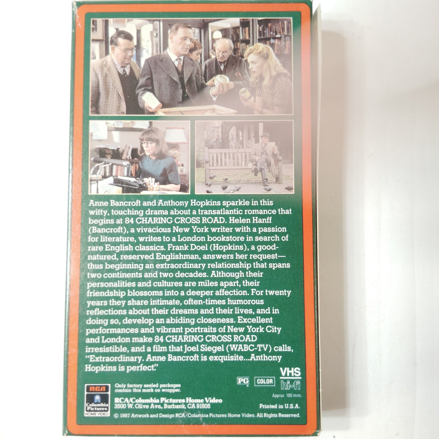 84 Charing Cross Road VHS 1986 Anne Bancroft Anthony Hopkins Drama