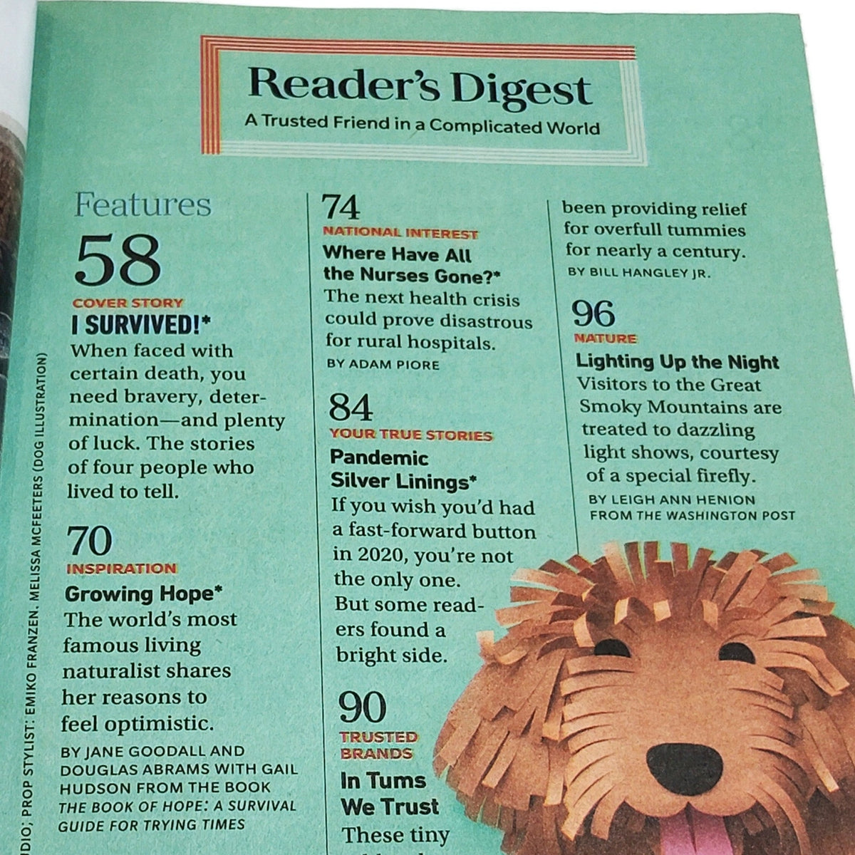 Reader's Digest March/April 2022 I Survived! Jane Goodall Optimism Magazine