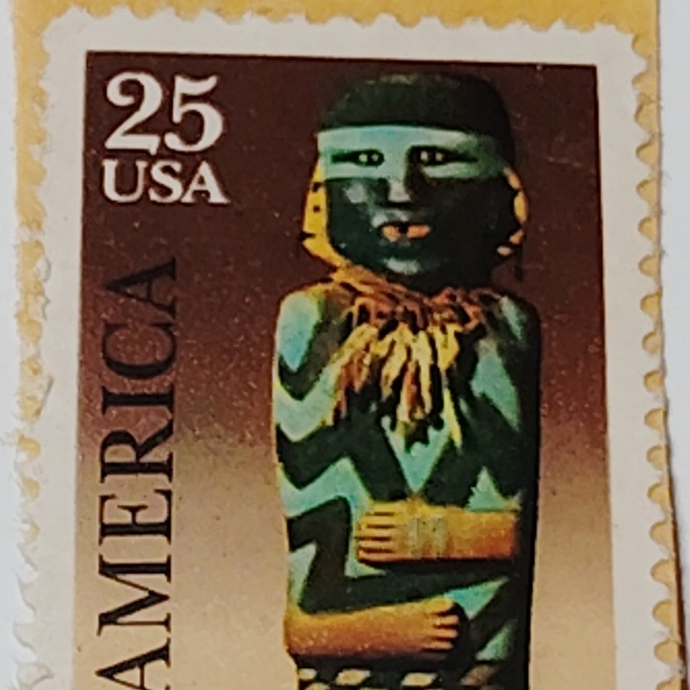 1989 USPS 25¢ Southwest Carved Figure Stamp - Mimbres Culture Art