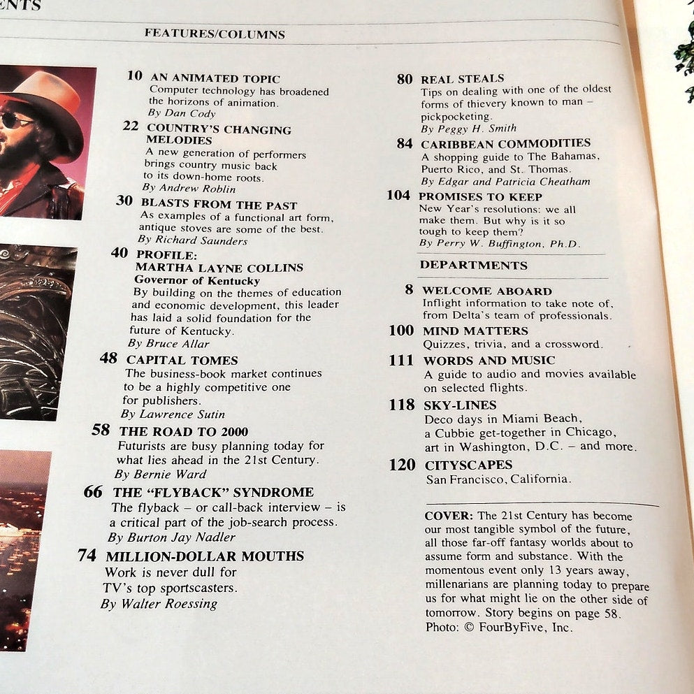 Delta SKY In-Flight Magazine - Jan 1987 - Country Music, Martha Layne Collins