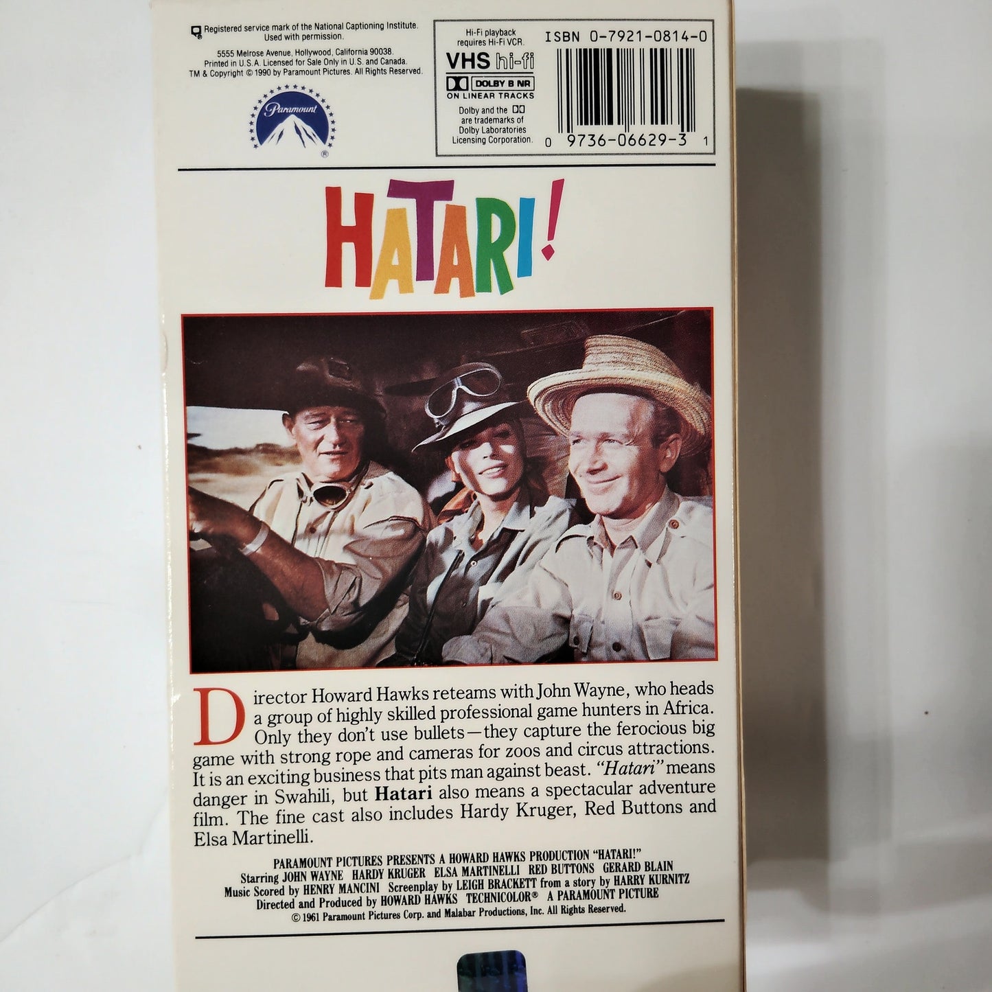 Hatari! VHS 1990 2‑Tape Set John Wayne Howard Hawks Adventure Paramount