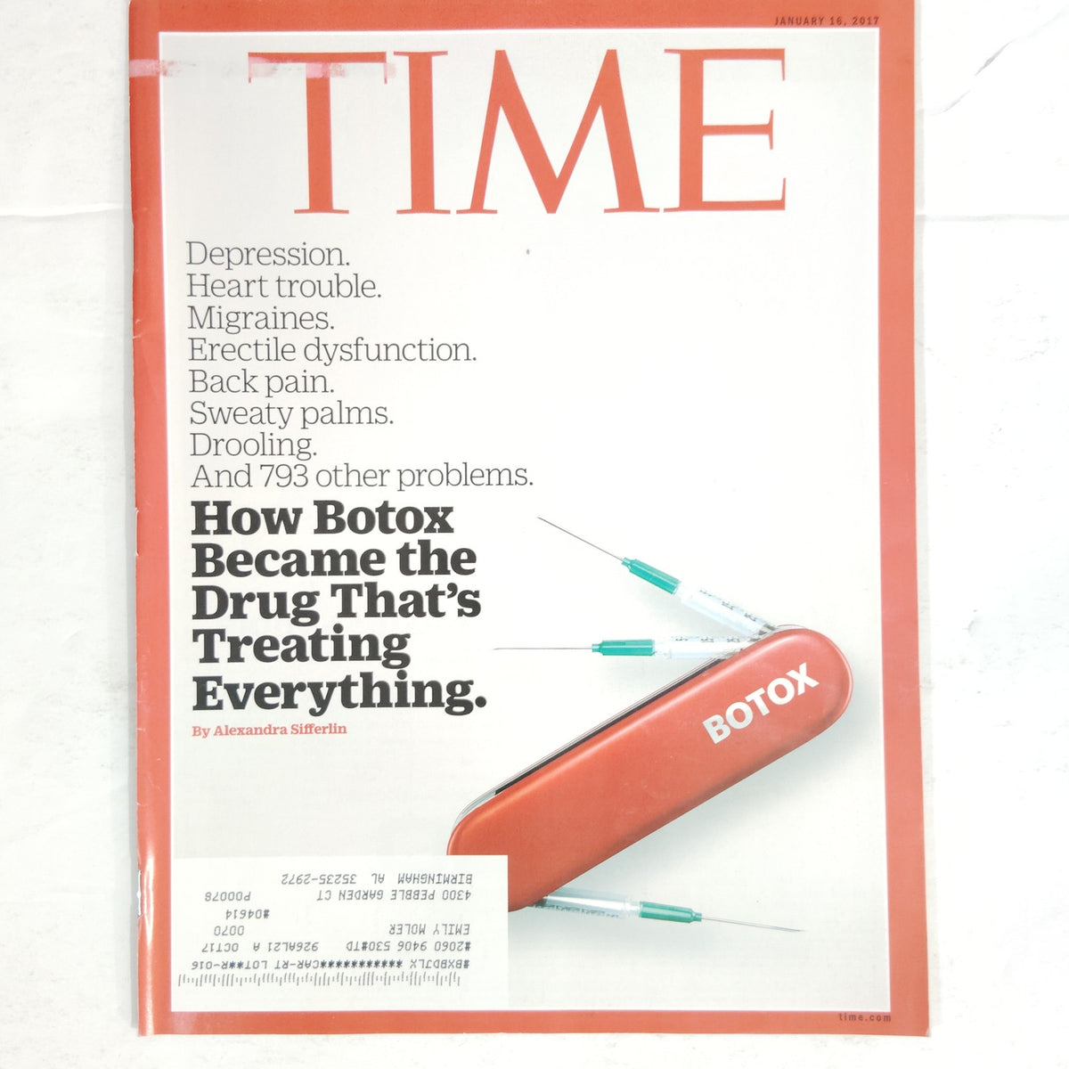 TIME Magazine January 16 2017 How Botox Became the Drug - Back Issue