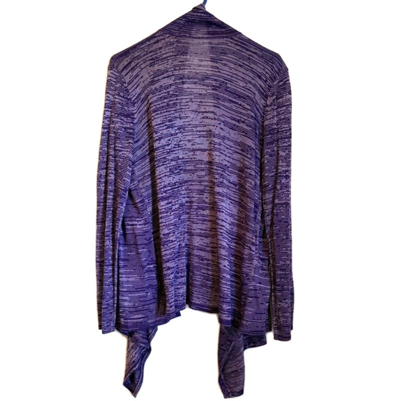 George 2-Piece Purple Multicolor Top & Open-Front Knit Cardigan Set XL