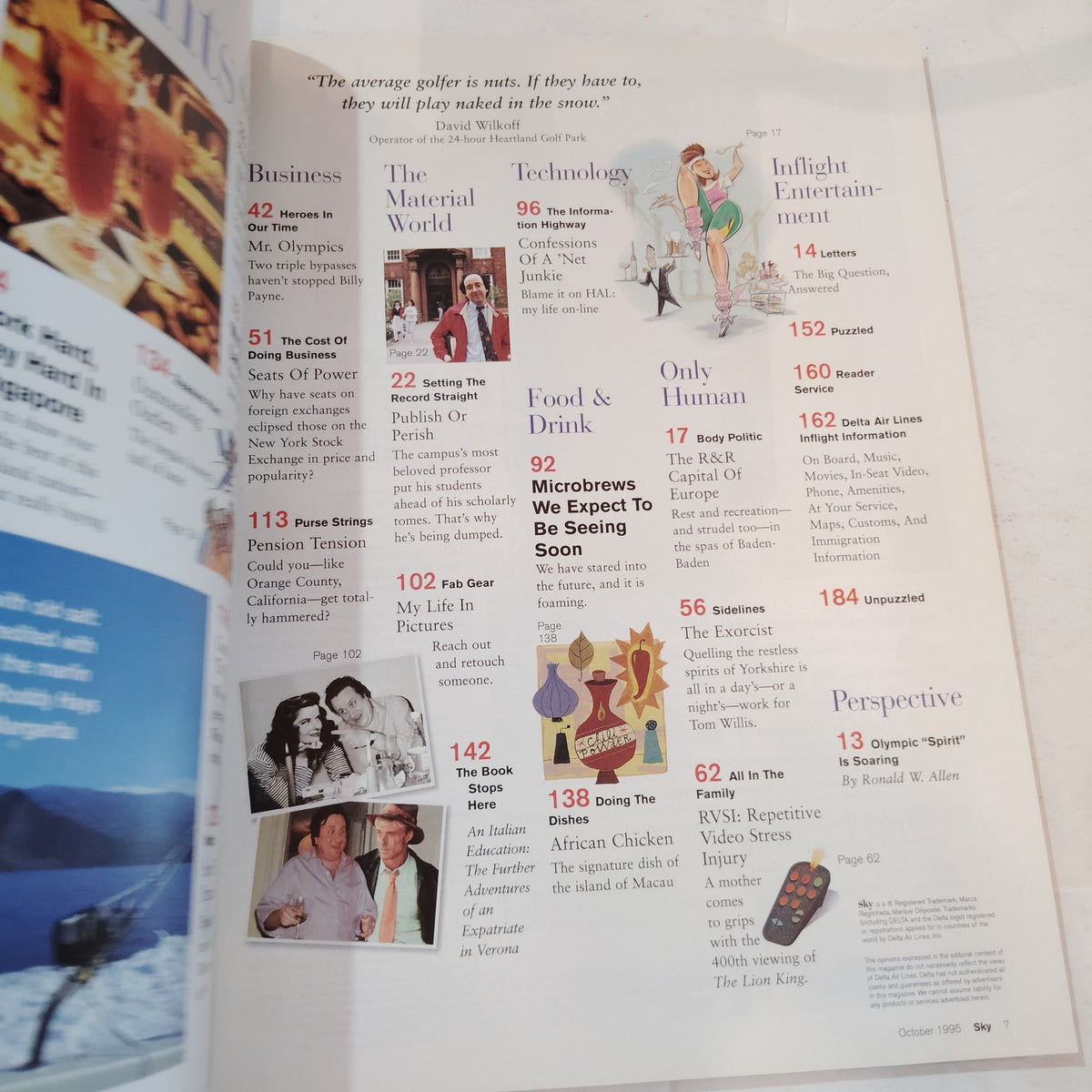Delta Sky In-Flight Magazine October 1995 - My Fairway Lady Golf Cover