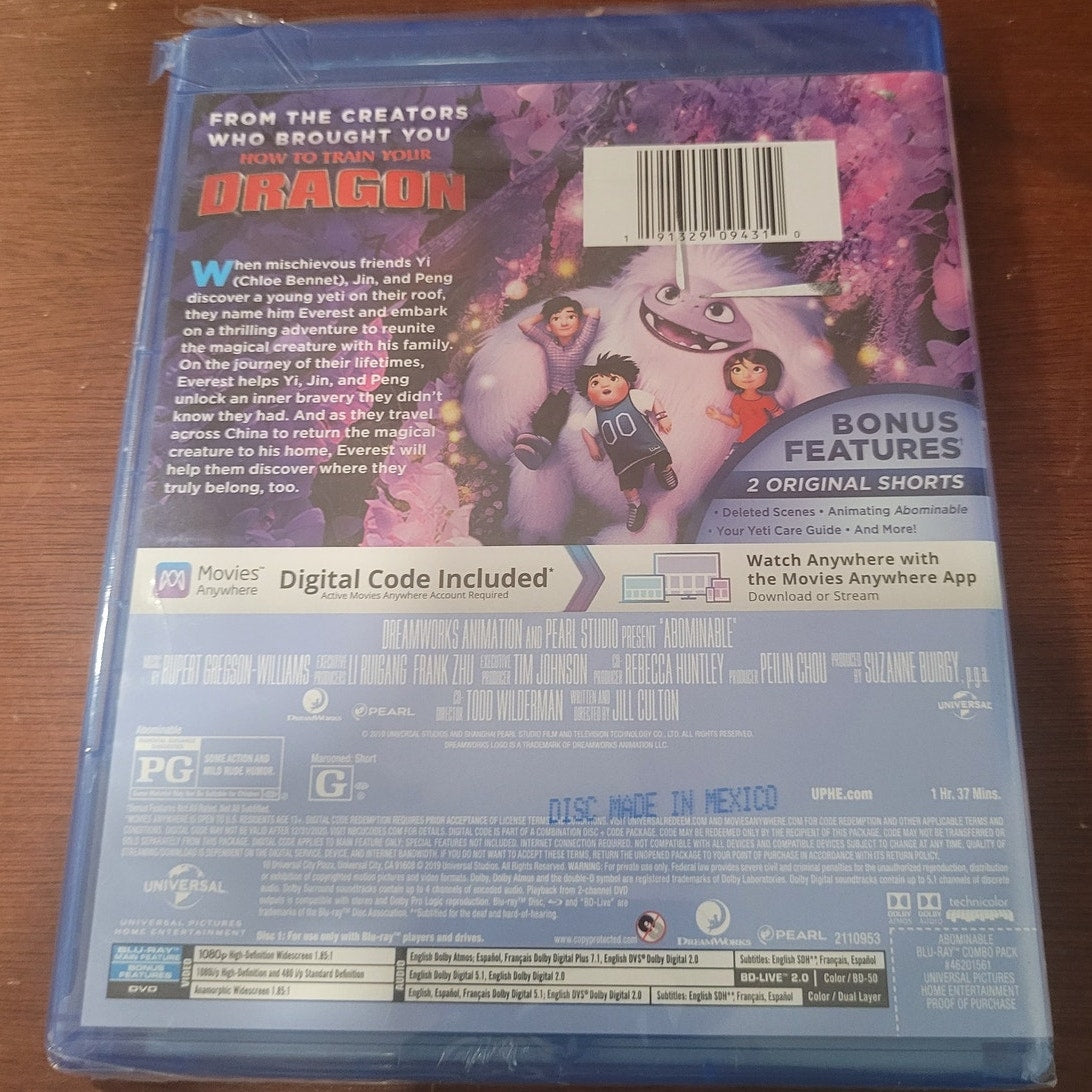 Abominable Blu-ray + DVD + Digital 2019 Animated Family Adventure Movie