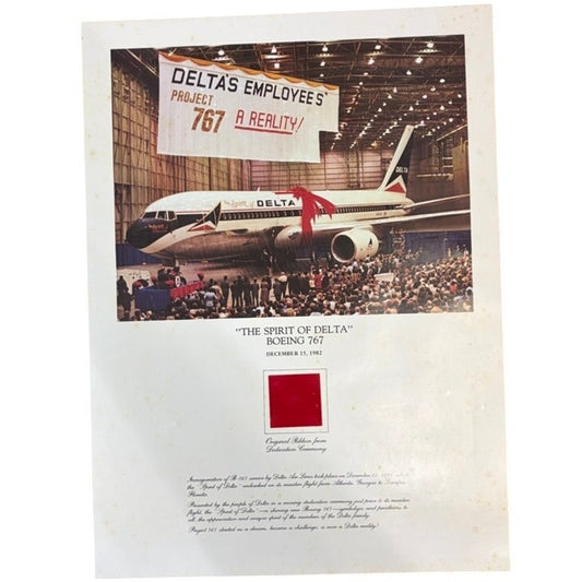 Delta Air Lines Spirit of Delta 1982 Ribbon Swatch Poster VTG Estate Memorabilia