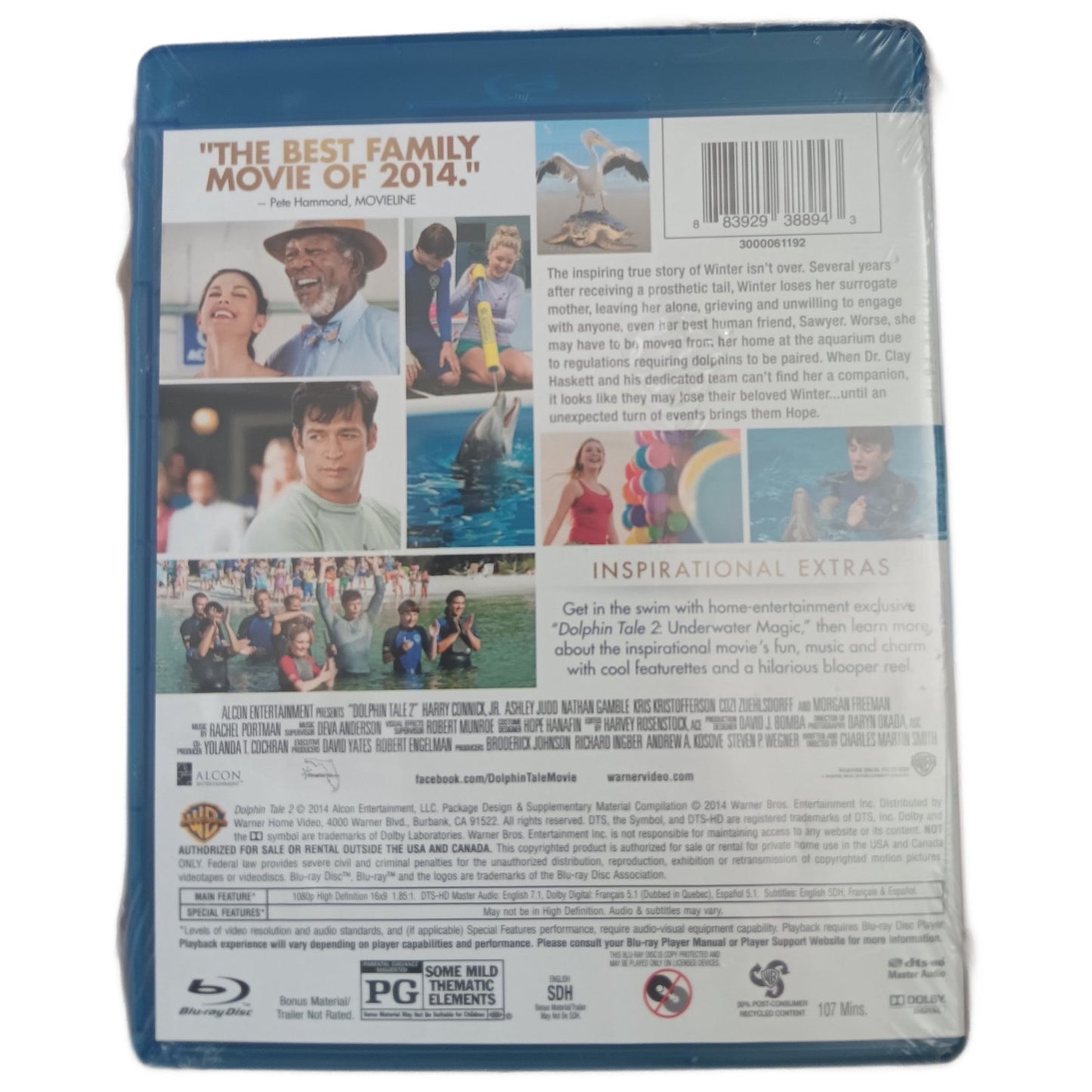 Dolphin Tale 2 - Blu-ray, 2014 Family Drama, Morgan Freeman, Harry Connick Jr.