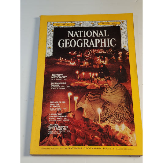 National Geographic Magazine– August 1968, Basques, Sailing, Salmon, Mexico City