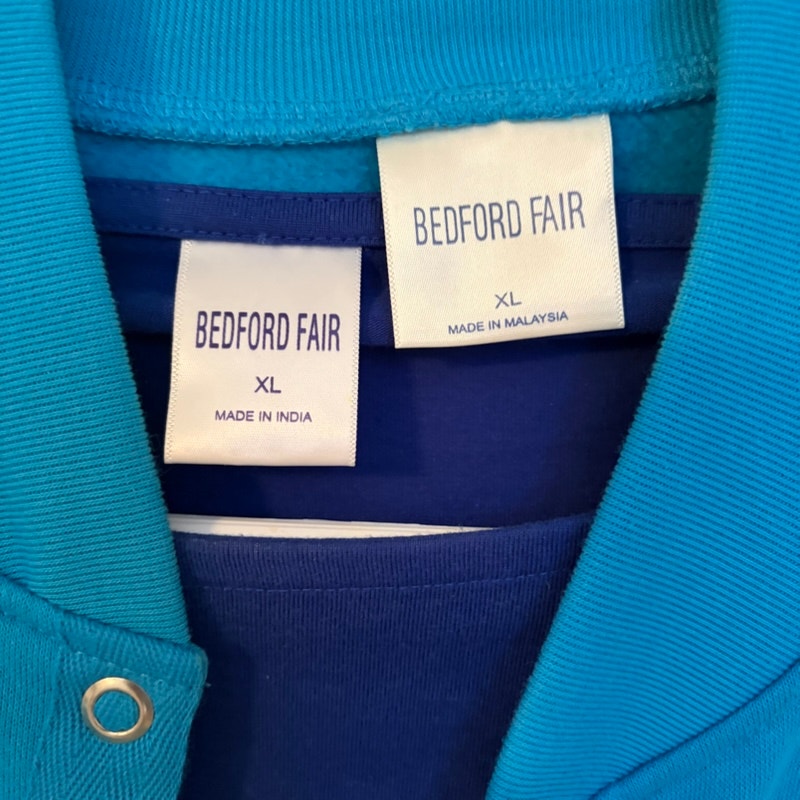 Bedford Fair XL Navy Teal Striped Top & Solid Teal Button Coat 2-Piece Set