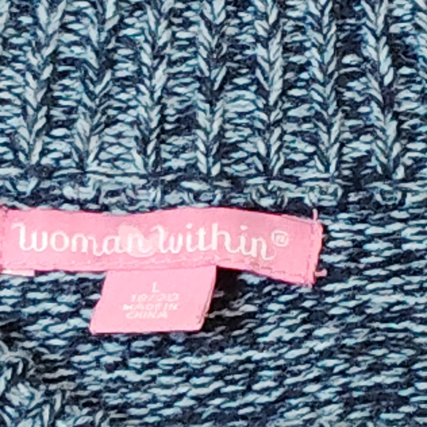 Woman Within Plus Size L Blue Marled Knit Acrylic Long Cardigan Sweater